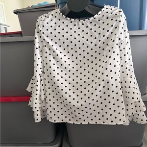 Polka Dot Ruffle Sleeve Top p59